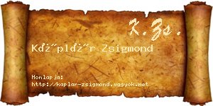 Káplár Zsigmond névjegykártya